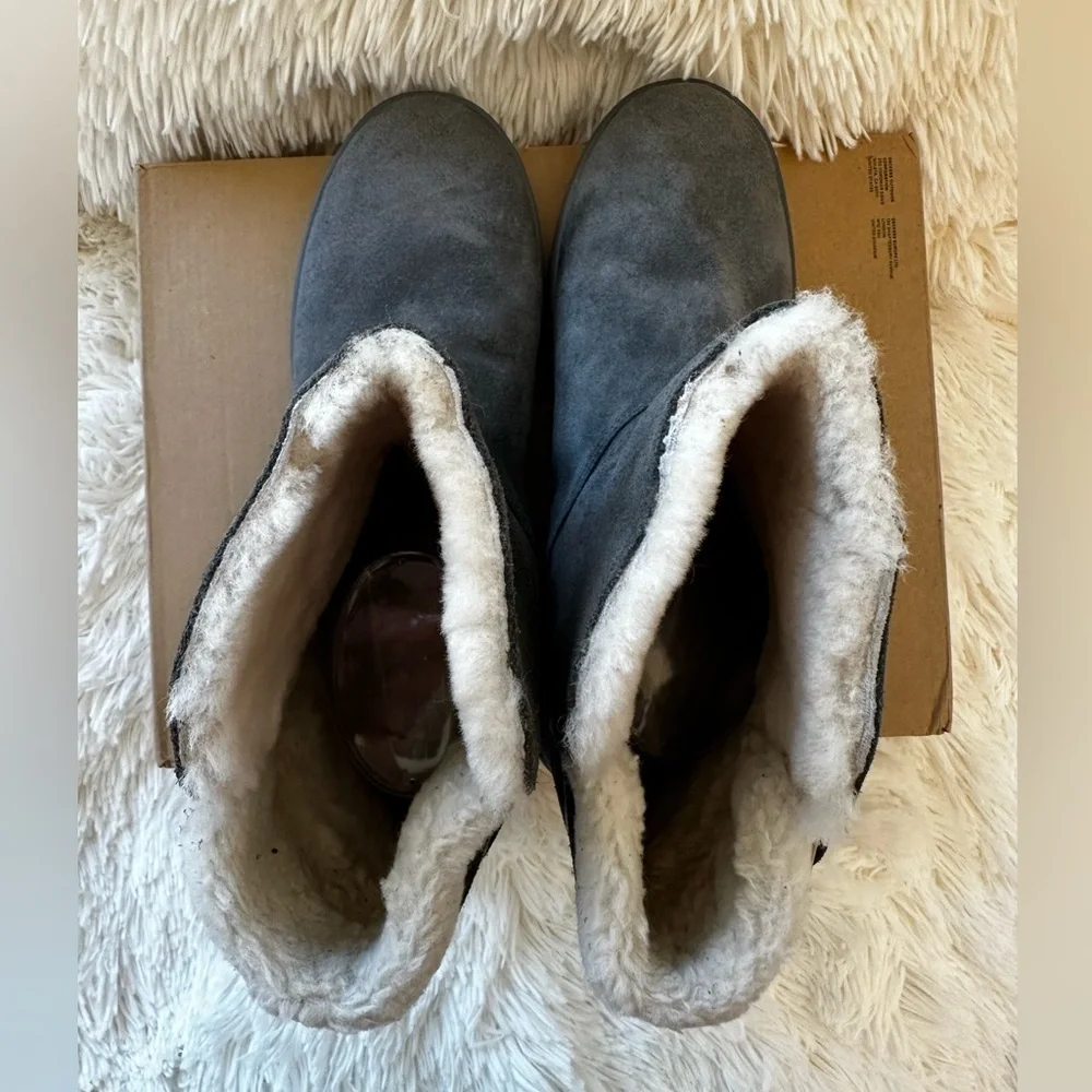 Koolaburra by UGG Victoria Short Suede Boots Gray Faux Fur Women’s Size 9 NWOT